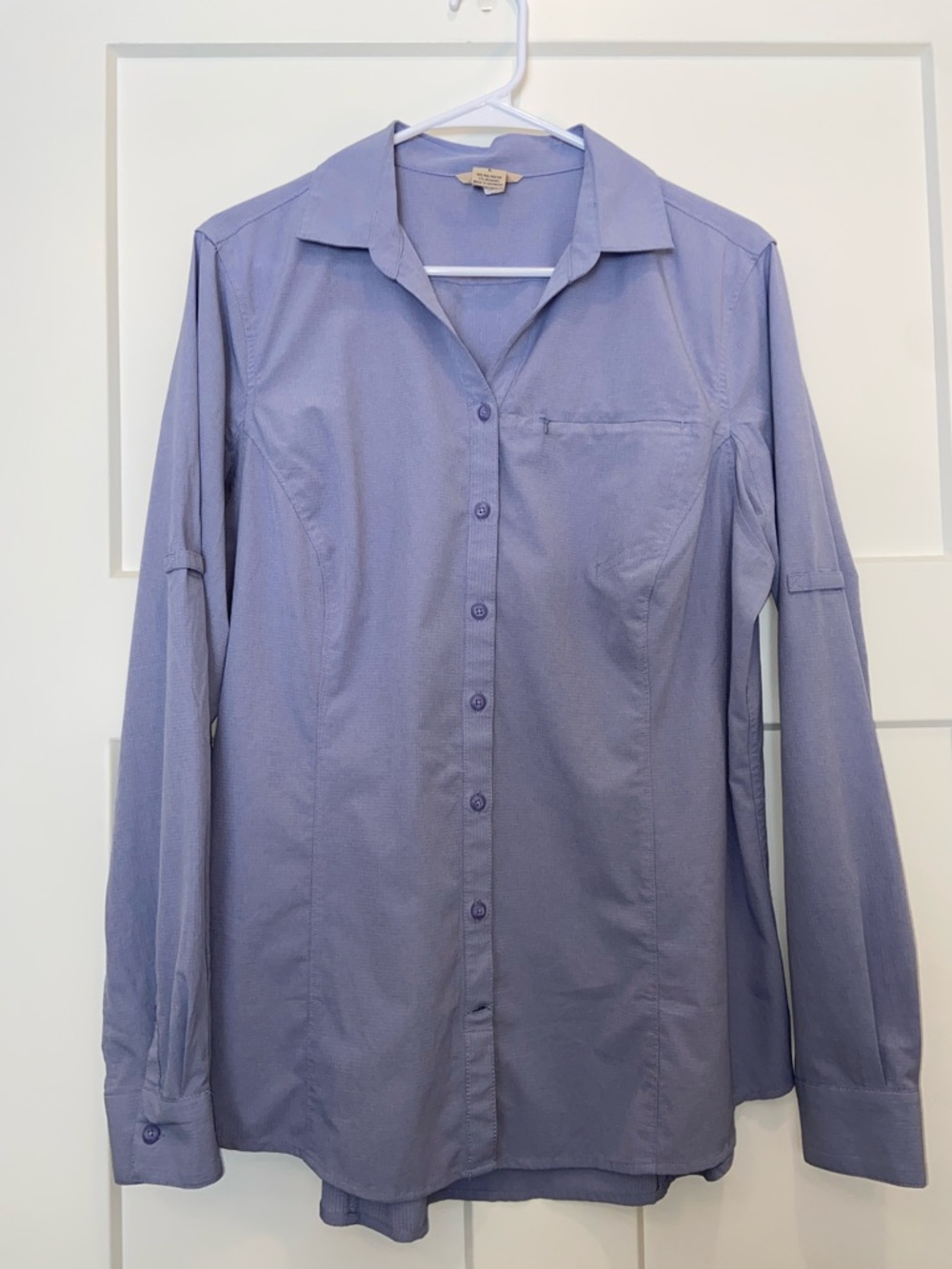 L Duluth Trading Co Light Lavender Button-Up Shirt